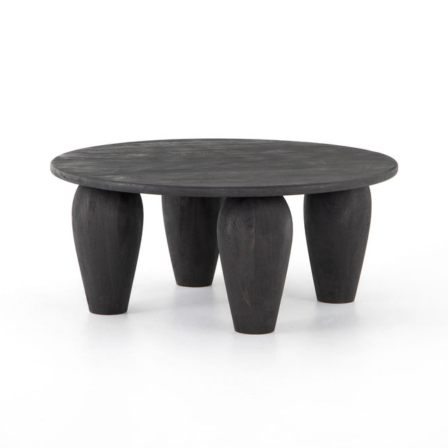 Mango Wood Round Coffee Table with 4 legs