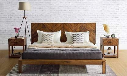 Sheesham Wood Kize Size Bed In Natural Brown Finish