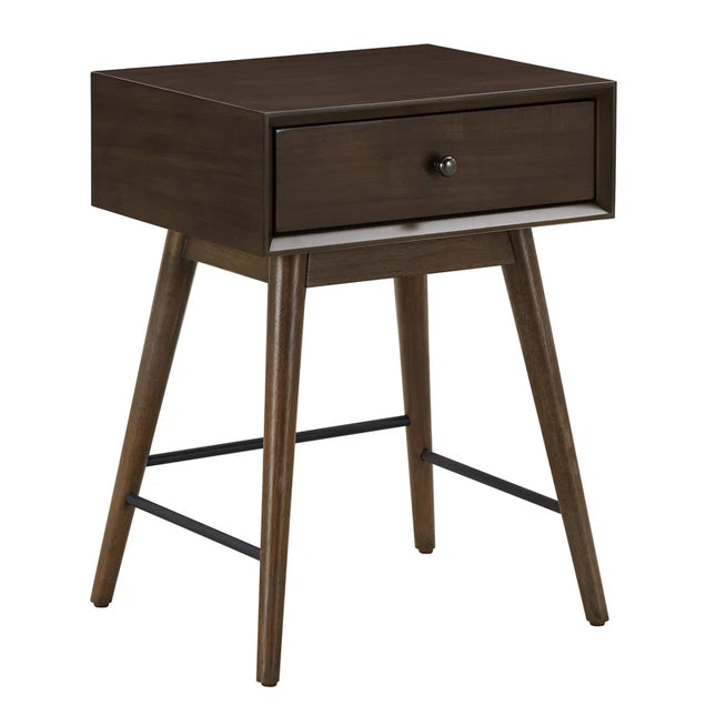 Sheesham Wood Bedside table With single Drawer in Walnut Finish