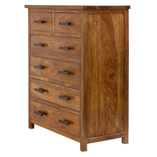 Sheesham Wood Chest Of Drawer with 6 Drawers In Natural Finish